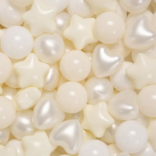 GOGOSO Beige Ball Pit Balls for Toddlers Baby Kids, Pearl Balls for Ball Pit, Themed Party, Bounse House, Birthday,200 pcs, Beige+ Cream White