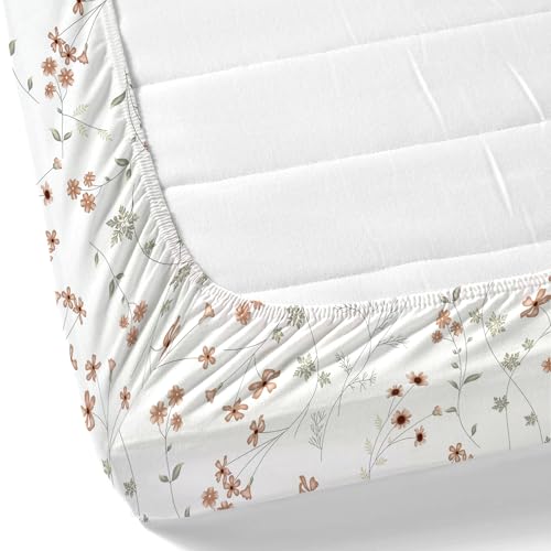 Image of LINENWALAS 100% Cotton Fitted Bed Sheet for Super King Size Bed, Printed All Around Elastic Bedsheet (78 x 78 Inches) with 2 Pillow Covers | 210 TC Soft, Breathable, Luxury Bedsheet (Crimson Flower)