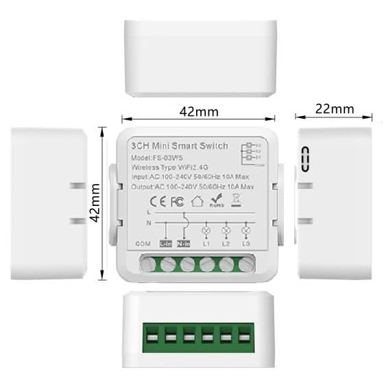 Image of Mbl Suraksha WiFi Smart Switch Module 16A DIY Home Automation Switch | App Control via Tuya /Smart Life | Works with Alexa & Google Assistant | Control Lights, Fans, AC & Geyser from Anywhere (3-way)