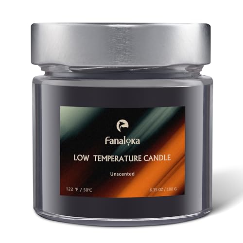 Bougie basse température (50 °C) pour jouer : à faible dégagement de chaleur, sans danger pour le corps et sans parfum, non parfumée, 180 g de FANALOKA...