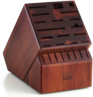 Cooks Standard Acacia wood Knife Block Holder without Knives, 25 Slot X-Large Universal Countertop Butcher Block Kitchen Knife Stand for Easy Kitchen Storage
