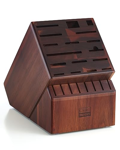 Comparison: Best Wood For Knife Block 4 Cooks Standard Acacia wood Knife Block Holder without Knives, 25 Slot X-Large Universal Countertop Butcher Block Kitchen Knife Stand for Easy Kitchen Storage