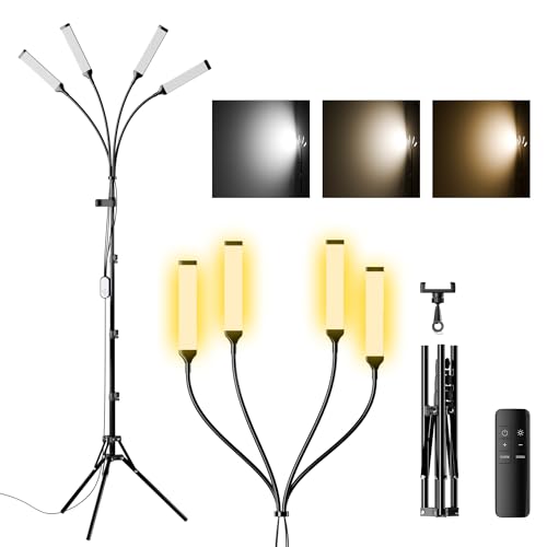 Four Arms LED Light for Photography Esthetician Light for Lash Extensions with Phone Holder/Floor Lamp/Lash Light for Makeup/Tattoo/Selfie/Video Recording/Photography/TikTok/YouTube/Live Stream