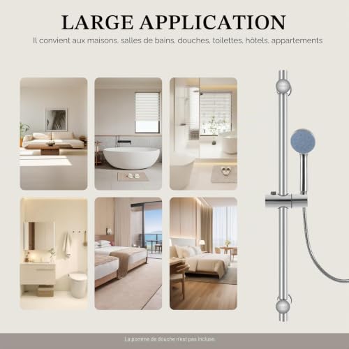 Barre de douche inox 66 cm réglable 360° Alibov