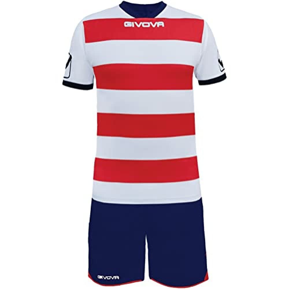 Givova, kit rugby, blanco/rojo, M