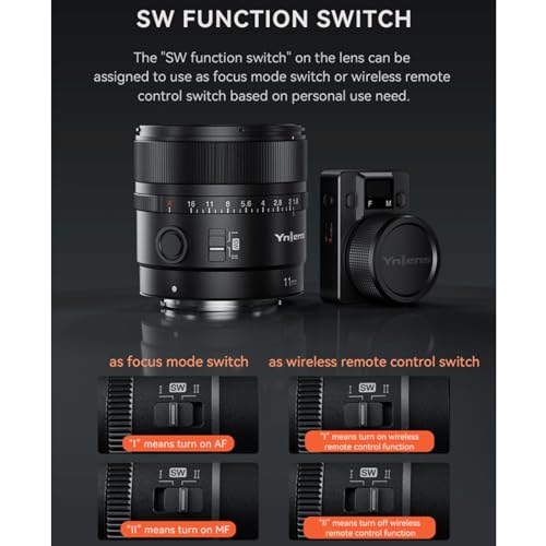 YONGNUO YN11MM F1.8S w/Remote Controller for Sony 11mm F1.8 Large Aperture Fixed Prime Lens Auto Focus APS-C Frame Ultra Wide Angle Lens for Sony E Mount Mirrorless Cameras