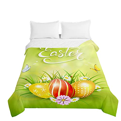 Odot Semana Santa Colcha Bouti de Verano, Suave Microfibra Multiusos Cubrecama Lavable Acolchada Edredón Manta para Cama de Infantil Individual Matrimonio (200x230cm,Planta Conejo 2)