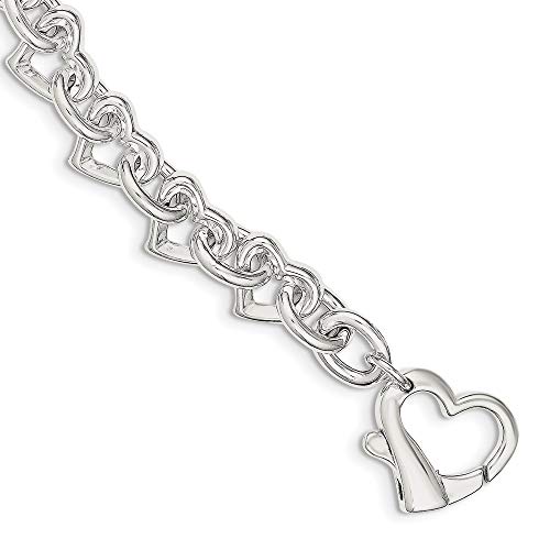 925 Sterling Silver 7.5inch Heart Link Bracelet 7.5 Inch Chain Fancy Charm Love Fine Jewelry For Women Gifts For Her