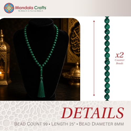Image of Mandala Crafts Tasbih Muslim Prayer Beads 99 for Men & Women - Islamic Rosary Misbaha Tasbeeh Sibha - Zikr Dhikr Subha Beads for Ramadan Eid Gift