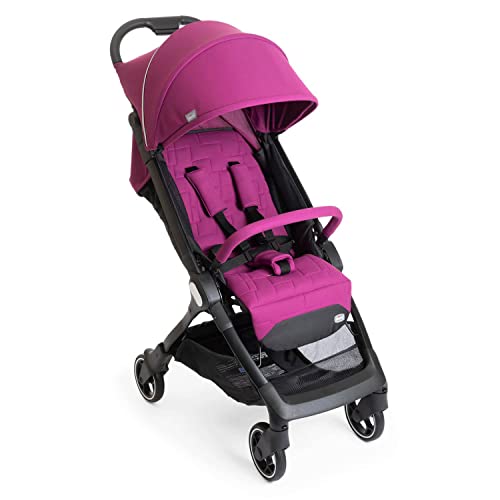 Poussette Chicco We Pliable Ultra-Légère de 0 Mois à 22 Kg, Poussette de Voyage Inclinable avec Position de Couchage, Bretelles Rembourrées, Fermeture Compacte, Housse et Protection Pluie - Cyclamen Cover