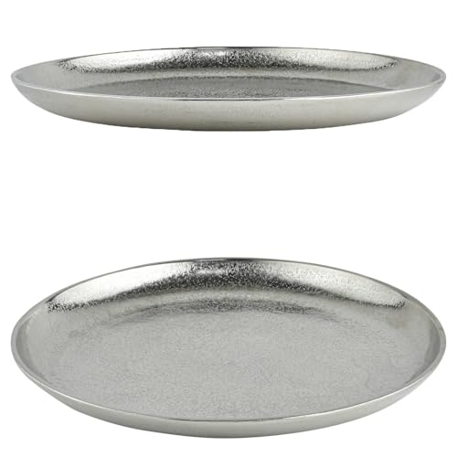 Marrakesch Moderne Deko Serviertablett aus Aluminium 35 cm rund | Kerzentablett Koya als Tischdeko für Küche und Wohnzimmer | Tablett als Adventskranz Deko Weihnachtsdeko oder Herbst Dekoration