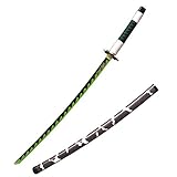 Sword Valley Cosplay Japanese Anime Shinazugawa Sanemi Sword, Carbon Steel Blade, Wooden Handguards
