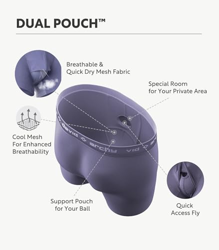 DAVID ARCHY Men's Modal Trunks Underwear, Breathable Soft Anti-Chafe Comfort, Dual Pouch Support with Fly, 4 Pack(XL, Navy/Plum/Slate Blue/Dusty Violet)