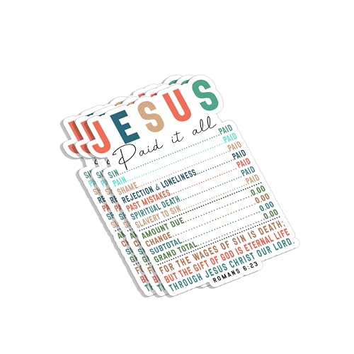 (3Pcs) Jesus Paid It All The Gift of God Christian Sticker Inspirational Bible Verse Romans 6:23 Jesus Faith Prayer Vinyl Decal for Tumbler Laptop Kindle Water Bottles Book Phone Tablet- Size 3x2