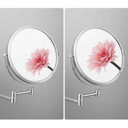 Image of Brass Dual Side Round Mirror for Bathroom 360 Swivel with Zoom View | Magnifying Shaving Makeup Vanity Mirror Wall Mounted | (Chrome)