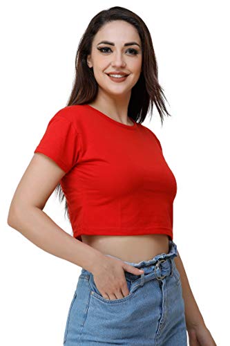 Image of Lime Women's Basic Short Sleeve Round Neck Crop Top
