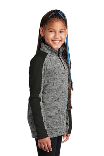 SPORT-TEK Youth PosiCharge Electric Heather Colorblock Quarter Zip Pullover2