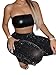 Floerns Women's Contrast Sequin Elastic Waist Shiny Straight Leg Party Pants Black Large