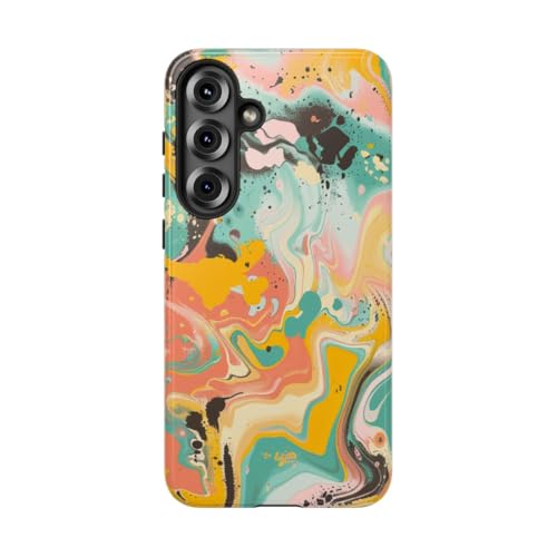 Coque Samsung S25 Plus turquoise art fluide abstrait rigide et brillante