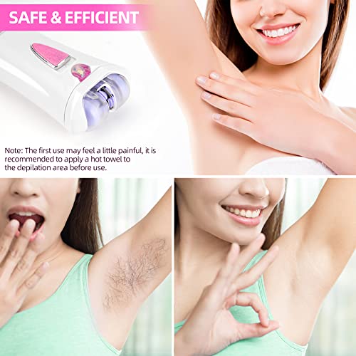 Hair Removal Epilator for Women Laelr Cordless Ladies Electric Epilator with LED Light Portable Facial Epilator Electric Tweezers Epilator Facial Hair Remover for Women Arm Underarms Legs Face Bikini
