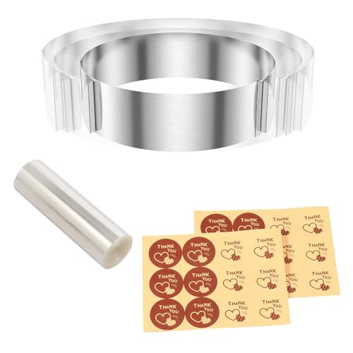 Stainless Steel Round Cake Ring Smooth Surface Adjustable Cake Mold Collar Set Versatile Temperature Resistant Mousse Mold Set for Chocolate Fruit Tart Crumpets