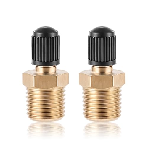 2pcs Schrader Valve 1/4 Tank Valve Brass Tank Valve Male Threads Standard Valve Core Using with Air Compressor Tanks with Sealing Caps