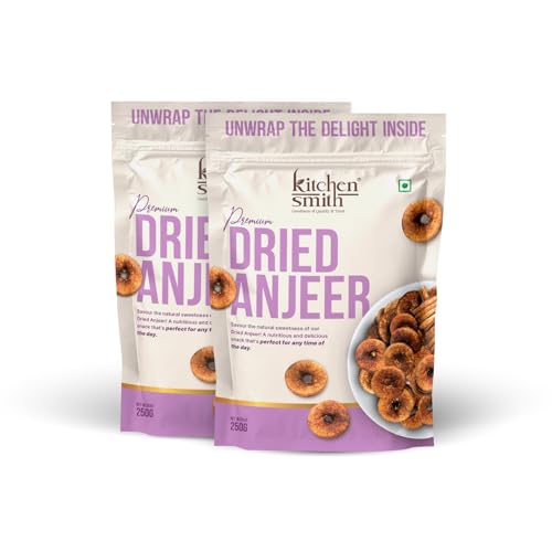 Image of KitchenSmith Premium Anjeer Dry Fruit - Pack of 2 (250gm Each) | Natural Anjeer, Figs & Dried Fig - Rich In Vitamins, Fiber, Calcium & Iron | Ideal For Healthy Snacking, Dieting & Breakfast