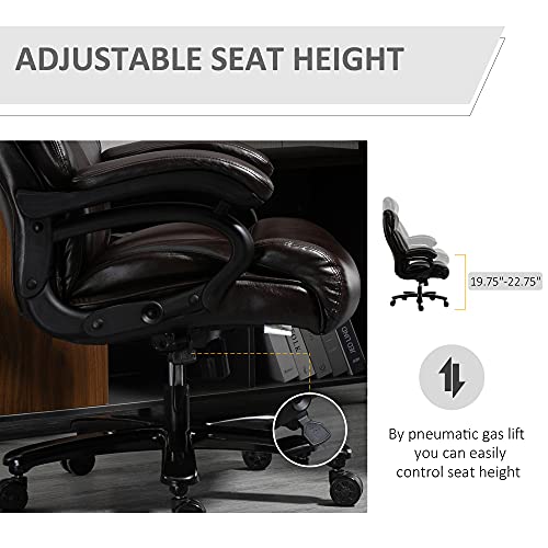 Vinsetto Big And Tall Executive Office Chair 396Lbs With Wide Seat, Home High Back Pu Leather Chair With Adjustable Height, Swivel Wheels, Brown #TOP3