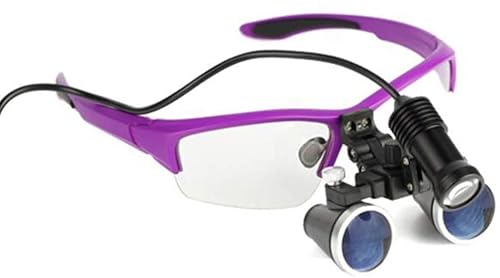 asdchZen Magnifier,3.5X 420Mm Dental Surgery Magnifying Glass,Binocular Loupe,Handsfree Headband Magnifier,With Led Headlights,With Handy Carry Case,For Hobby,Electricians,Jewelers,Purple