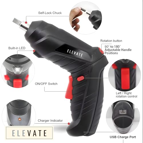 Image of MANSAA Electric Screwdriver Set - 29 Bits, 8 Socket Wrenches, LED Light, USB Charging, Adjustable Handle with Storage Case