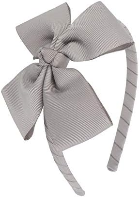 MEEDEE Fashion Silver Bow Headband Bowknot Headband Big Bow Grosgrain Ribbon Hair Hoop Headband for Girls Toddlers Girls Kids Party Decoration Cosplay Costume Headwear Makeup Handmade Hair Band