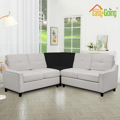 Image of Easy-Going Stretch Sectional Corner Sofa Slipcover 1-Piece Couch Sofa Cover Furniture Protector Soft with Elastic Bottom for Kids, Pet, Spandex Jacquard Fabric Black
