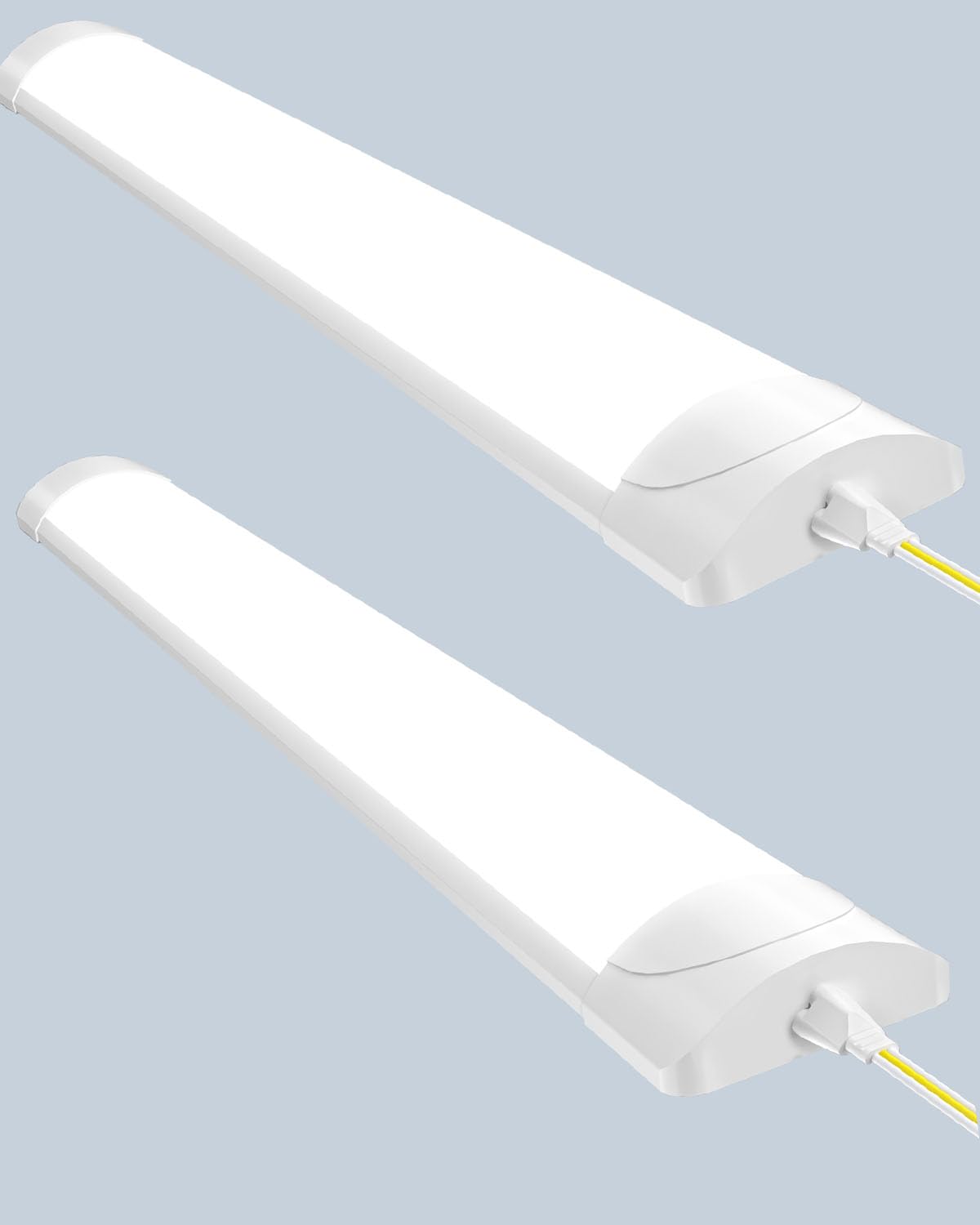 Worshow 3ft LED Batten Light 90cm Ceiling Fitting Tube Lights, 30W 3600LM 6500K Linkable Daylight, Hanging or Surface Mount Strip Light Fluorescent Lamp for Garage Office Workshop Bedroom Kitchen,2pcs
