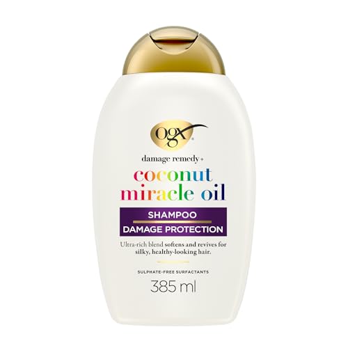 OGX | Shampooing Extra Strength Damage Remedy + Coconut Miracle Oil (flacon de 385 ml) – Shampoing réparateur au lait de coco – Soin pour cheveux secs et...