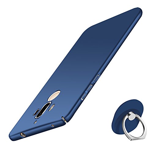 Huawei Mate 9 Case with Swivel Ring Buckle, Smays Frosted (Matte), Thin Slim, Shockproof Shell Anti-Scratch Cover, Cell Phone Stand Holder/Kickstand (Sapphire Matte)