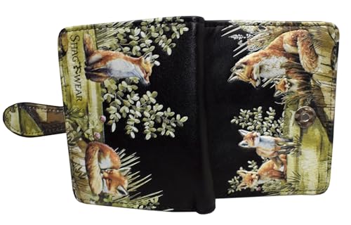 Shag Wear Fox Family Small Animal Wallet for Women and Teen Girls Vegan Faux Leather Black 4.5
