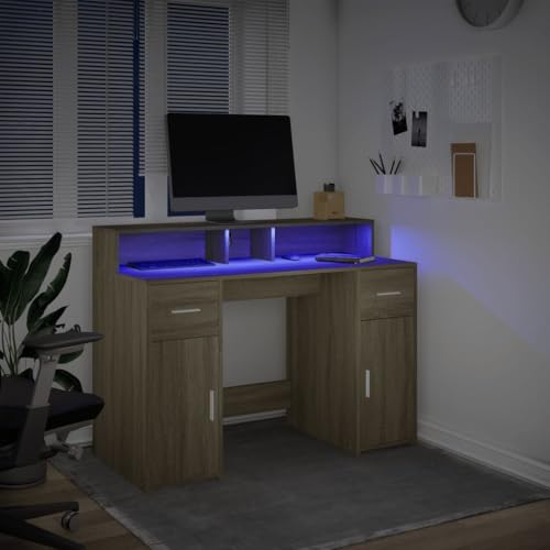 Table secrétaire ergonomique chêne Sonoma pour le télétravail confortable - 5