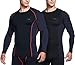 TSLA Yud74 - Ropa interior térmica de compresión para hombre, camiseta de manga larga con forro polar, 2 unidades, color negro, rojo y negro