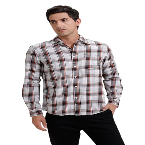 Image of BASICS 100% Cotton Checked Shirt for Men | Slim Fit | Everyday Smart Casual Wear | Full Sleeve