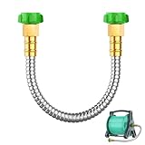 Short Metal Garden Hose 2 ft with Female to Female Connector， Stainless Steel Small Leader Hose for Hose Reel, Long, Flexible, Lightweight & Heavy Duty Water Pipe, Outdoor Water Hose Extension Adapter