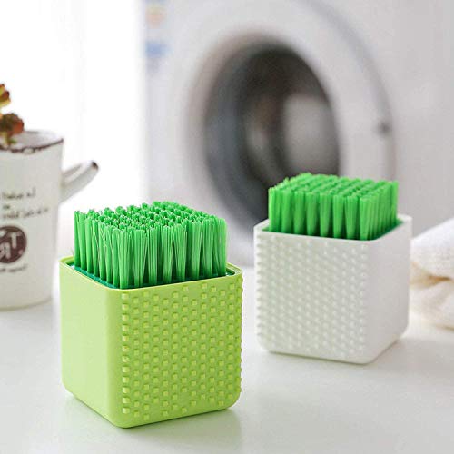 Image of Silicone Laundry Brush Potted Washing Brush Multi-Functional Cleaning Brush, Clothes Underwear Shoes Cleaning Tool, Plastic Soft Cleaning Tool, Household Cloth Washing Brush,Green (Pack of 1)