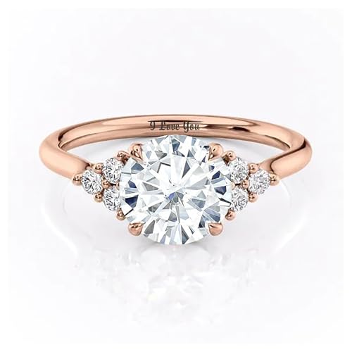 SISGEM 10K 14K 18K Solid Gold Moissanite Engagement Rings Bridal Set for Women, 1-3 Carat Round Shape Moissanite Wedding Band Set Promise Rings with Side Stones for Her2