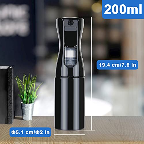 URAQT Lege Spray Fles, Continue Spray Flessen 200ml voor Salon Kappers, Professional Hairdressing Plastic Ultra Fine Mist Spray Bottle, Multifunctionele Spuitfles voor Haar, Planten, Poetsen, Oliesproeier, Voor Tuin Reiniging Kappers Schoonheid, Zwart/Black - Image 4
