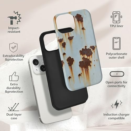 Coque iPhone 15 rouille industrielle antichoc pour vos déplacements et sorties