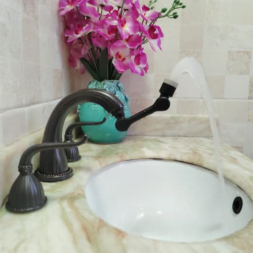 Upgraded Faucet Extender Universal,1080°Swivel Faucet Attachment With Aerator, Two Water Outlet,Rotating Splash Filter Faucet Extension For Kitchen Bathroom Sink,Made Of Copper (Black) #TOP4