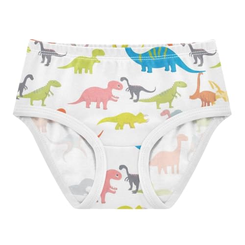 Cute Dinosaurs White Cotton Toddler Underwear, Cotton Underwear Girls, 2T–8 Years
