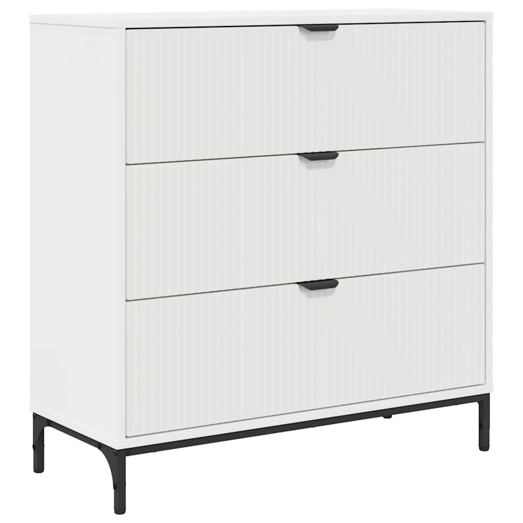 Credenza bianca 79,5 x 33 x 82 cm comò con 3 cassetti in legno