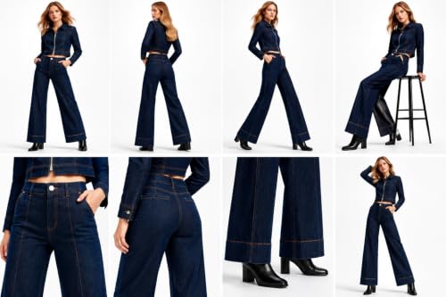 Image of Ben Martin Women's High Waist Jeans || Flared Bell Bottom Bootcut Pants || Wide Leg Stretch Denim - Perfect for Travel, Party & Everyday Use - Sizes 26-40 (2)