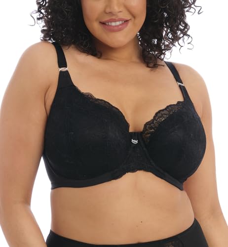 Elomi Women's Brianna Underwire Padded Half-Cup Bra Plunge, Opaque, Black, 36FF