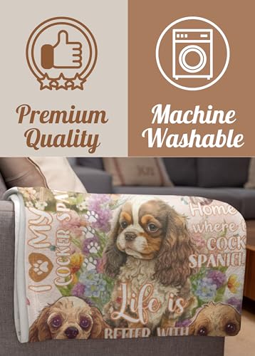 Huglanket Presentes Cocker Spaniel, cobertor de flanela Cocker para mãe, pai, 127 x 165 cm, perfeito
